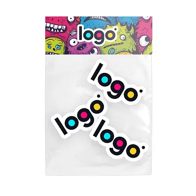 Bolsa con 3 pegatinas y fajín personalizado